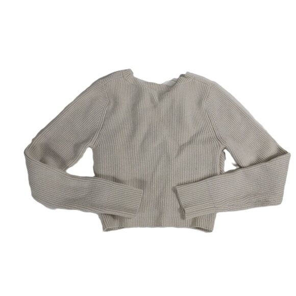 NWT Rachel Zoe Ivory Glitter Ribbed Knit Cropped Sweater V-Neck Long Sleeve S - Picture 2 of 6